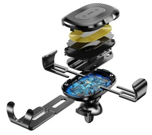 Держатель с беспроводной зарядкой Baseus Wireless Charger Gravity Car Mount Black, фото 4