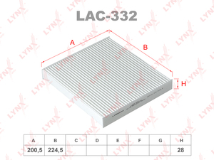 Фильтр салонный LYNXauto LAC-332. Для: HYUNDAI Creta I 16> / Tucson(TLE) 15>, KIA Sportage(QL) 15>, фото 1