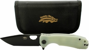 Нож Honey Badger Tanto 14C28N DLC G10 M Limited Edition (HB1277) чёрный, с белой рукоятью, фото 3