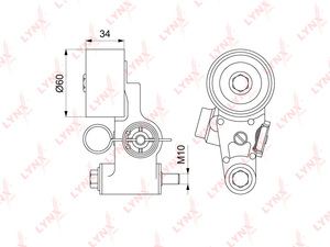 Натяжитель гидравлический с роликом / ГРМ LYNXauto PT-1040. Для: Subaru, Субару, Forester(SF/SG/SH) 2.0-2.5 97-13 / Imperza(GC/GD/GH) 1.5-2.5 92> / Legacy I-V 1.8-2.5 89>., фото 2