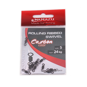 Вертлюг Namazu Pro ROLLING RIBBED SWIVEL, латунь, цв. Carbon, р. 5, test-24 кг (уп. 10 шт.), фото 2