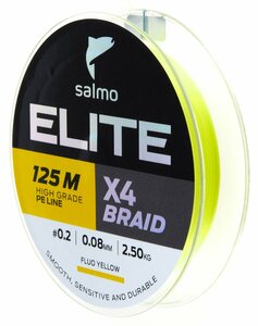 Шнур плетёный Salmo Elite х4 BRAID Fluo Yellow 125/008, фото 3