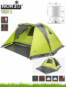 Палатка автомат. 5-ти мест. Norfin TROUT 5 NF, фото 3