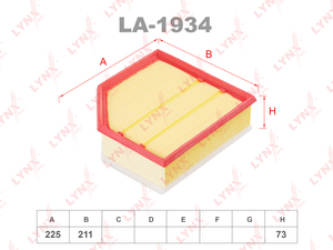 Фильтр воздушный LYNXauto LA-1934. Для: VOLVO S60 I 2.4D 00-10 / XC70 I 2.4D 02-07 / XC90 I 2.4D 02-14, фото 1