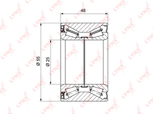 Подшипник ступицы задний (48x25x55) LYNXauto WB-1215. Для: RENAULT Megane II-III 1.4-2.0 02> / Scenic II 1.4-2.0 03> / Fluence 1.5D 10>, фото 1