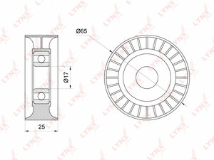 Ролик натяжного механизма / приводной LYNXauto PB-5237. Для: CITROEN C-Elysse 1.6 12> / C2 1.1-1.6 03> / C3 I-II 1.1-1.6 02> / C4 I 1.4-1.6 04-11, PEUGEOT 1007 1.4-1.6 05> / 207 1.4-1.6 06> / 301 1.6 12> / 307 1.4-1.6 00> / 308 I-II 1.6 08>, фото 1