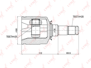 ШРУС внутренний LYNXauto CI-3726. Для: TOYOTA Camry 2.0-2.2 82-01 / Carina 2.0 85-01 / Caldina 2.0-2.0D 97-02 / Corona 2.0 85-01 / Celica 2.0 85-99 / Ipsum 2.0 96-01 / Nadia 2.0 98-03 / Gaia 2.0 98-04, фото 1