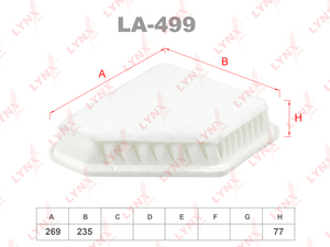 Фильтр воздушный LYNXauto LA-499. Для: TOYOTA Auris(E150/E180) 1.4D-2.2D 07> / Avensis(T27) 2.0D-2.2D 09> / Corolla(E150) 1.4D-2.0D 06> / Verso 2.0D-2.2D 09>, фото 1