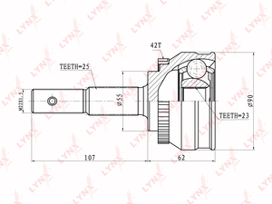 ШРУС наружный LYNXauto CO-5738A. Для: NISSAN Sunny(B13) 1.6 92-95/Pulsar 1.5-1.6 90> / Almera(N15) 1.6-2.0D 95-00, фото 1