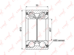 Подшипник ступицы передний с ABS (33x37x72) LYNXauto WB-1210. Для: CITROEN C2 1.1-1.6 03> / C3 I-II 1.1-1.6 02> / DS3 1.2-1.6 09-15, PEUGEOT 1007 1.4-1.6D 05> / 2008 1.2-1.6 13> / 207 1.4-1.4D 06> / 208 1.0-1.6D 12> / 301 1.2-1.6 12>, фото 1