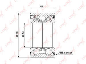 Подшипник ступицы передний (с ABS, 44x43x78) LYNXauto WB-1354. Для: HONDA Civic(FD / FK) 1.3h-1.8 06>, фото 1