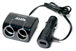 Разветвитель автомобильной розетки 12V Koto ERB-211 на 2 гнезда с USB, фото 1