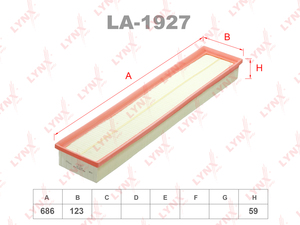 Фильтр воздушный LYNXauto LA-1927. Для: PORSCHE Panamera 3.6 10-16, фото 1