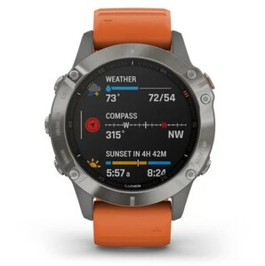 Умные часы Garmin Fenix 6 Sapphire титановый с оранжевым ремешком, фото 3