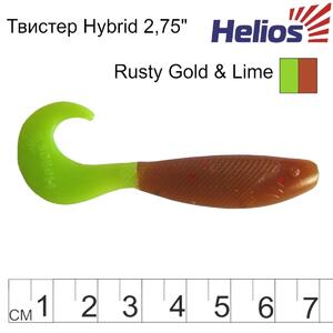 Твистер Hybrid 2,75"/7,0 см Rusty Gold & Lime 7шт. (HS-13-017) Helios (0), фото 3