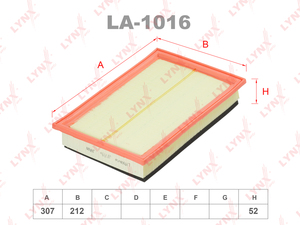 Фильтр воздушный LYNXauto LA-1016. Для VW Фольксваген Sharan 1.8-2.8 95>, FORD ФОРД Galaxy 1.9TD-2.8 95-06, SEAT Сеат Alhambra 1.8-2.8 96-10, фото 1