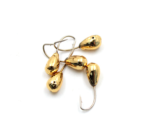 Мормышка "ЯМАН" капля с отв.,цв.GOLD PLATED, d 5, вес 0,9 г (уп. 5 шт.), фото 2
