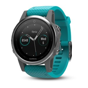 Garmin Fenix 5s серебристые с бирюзовым ремешком, фото 1
