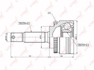 ШРУС наружный LYNXauto CO-5515A. Для: MITSUBISHI Carisma 1.6-1.8 95-06, фото 1