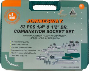 JONNESWAY S04H52482S Набор инструмента универсальный 1/4", 1/2"DR, 82 предмета, фото 4