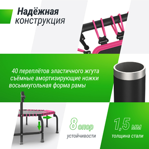 Батут UNIX Line FITNESS Premium (127 см) Pink, фото 3