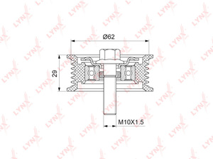 Ролик направляющий / приводной LYNXauto PB-7063. Для: Hyundai, Хендай ix35 2.0 10> / Santa Fe(СантаФе)(DM) 2.4 12> / Sonata(Соната)(YF) 2.0-2.4 09>, Kia, Киа,  Sportage(Спортаж)(SL) 2.0 10>., фото 2
