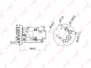 Фильтр топливный погружной LYNXauto LF-971M. Для: MITSUBISHI Lancer(CS) 1.5-1.8 03>(3 ТРУБКИ), фото 1