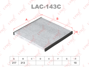 Фильтр салонный угольный LYNXauto LAC-143C. Для: TOYOTA Avensis 01-09/Camry(V30) 01-06/Celica 99-05/Prado 120 >09, LEXUS RX II >08/RX III 08>, фото 1