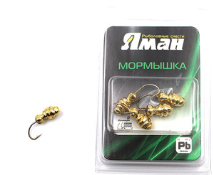 Мормышка "ЯМАН" шмель с отв.,цв.GOLD PLATED, вес 1,2 г (уп. 5 шт.), фото 2