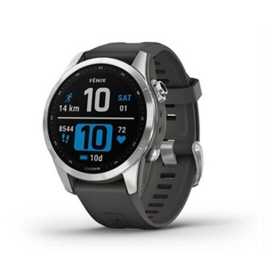 Умные часы Garmin Fenix 7s серебристый с графитовым силиконовым ремешком, фото 1