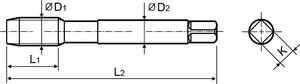 Thorvik MT12175S2 Набор метчиков T-COMBO двухпроходных ручных универсальных М12х1.75, HSS-G, 2 шт., фото 3