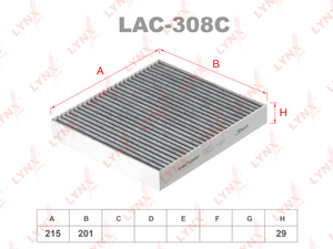 Фильтр салонный угольный LYNXauto LAC-308C. Для: CITROEN C-Crosser 07>, MITSUBISHI ASX 10> / Lancer 08> / Outlander/Airtrek II 08>, PEUGEOT 4007 07>, фото 1