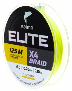 Шнур плетёный Salmo Elite х4 BRAID Fluo Yellow 125/020, фото 3