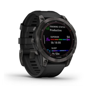 Умные часы Garmin Fenix 7 Sapphire Solar титановый серый DLC с черным ремешком, фото 3