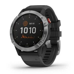 Garmin Fenix 6 Solar серебристый с черным ремешком, фото 1
