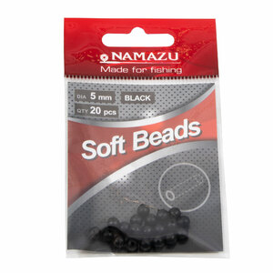 Бусина фидерная Namazu Soft Beads, PVC, d-5 мм, круглая, цв. черный (20 шт.), фото 3