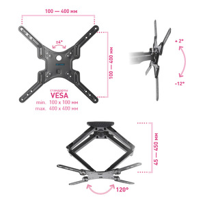 Настенный кронштейн для LED/LCD телевизоров TUAREX ALTA-407 BLACK, фото 27
