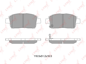 Колодки тормозные передние LYNXauto BD-7526. Для: Toyota, Тойота, Corolla(Корола)(E120) JAP 99> / Yaris(P10) 99-06/Yaris Verso(P21/P22) 99-05/Prius 00> / MR2 00>., фото 2