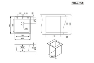 Мойка для кухни GRANULA 4651 (GR-4651 графит), фото 3