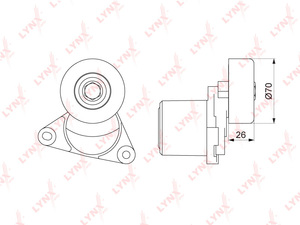 Натяжитель с роликом / приводной LYNXauto PT-3201. Для: Hyundai, Хендай Accent(Акцент)(LC) 1.5D 02> / Elantra(Элантра)(XD/HD) 2.0D 01-10 / Getz(Гетз) 1.5D 03-05 / Grandeur 2.2D 06> / i30 2.0D 07-11., фото 2