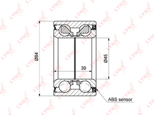 Подшипник ступицы передний с ABS (39x45x84) LYNXauto WB-1292. Для: SUZUKI Сузуки SX4 1.5-2.0D 06> / Swift(Свифт) III-IV 1.6 06>, FIAT ФИАТ Sedici 1.6-2.0D 06>, фото 1