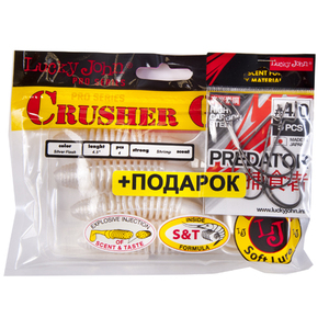 Комплект: твистер LJ Pro Series CRUSHER GRUB 4,5in/T53 и крючки офсетные LJ PREDATOR сер. LJH345 разм.004, фото 1