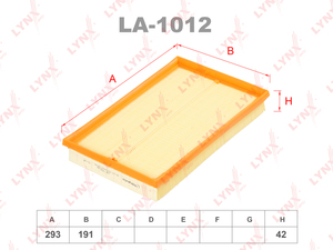 Фильтр воздушный LYNXauto LA-1012. Для: SEAT Cordoba 1.4 02-07, SKODA Fabia 1.4 99-08, VW Caddy 1.4 04> / Golf IV 1.6 00-05/V 1.4 03> / Bora 1.6 00-05/Polo 1.4 03>, фото 1