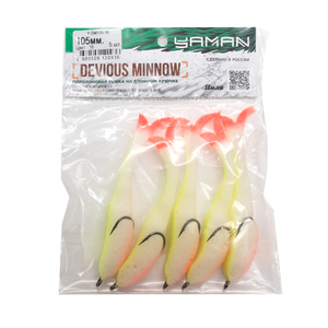 Поролоновая рыбка YAMAN Devious Minnow на двойнике, р. 105 мм, цвет 16 UV (5 шт.), фото 6