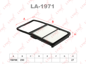 Фильтр воздушный LYNXauto LA-1971. Для: TOYOTA Prius(NHW20_) 1.5 03-09, фото 1