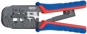 Пресс-клещи для штекеров RJ, 2 гнезда, RJ 11/12 (6-pin), RJ 45 (8-pin), 190 мм, SB KNIPEX KN-975110SB, фото 1