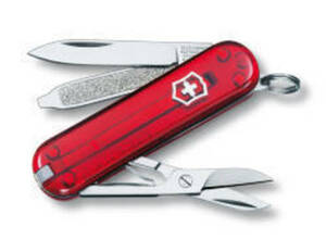 Нож-брелок Victorinox Classic, 58 мм, 7 функций, полупрозрачный красный, фото 1