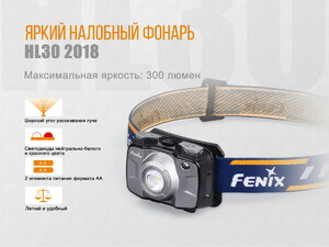 Налобный фонарь Fenix HL30 (2018) Cree XP-G3 синий, фото 7