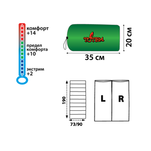 Мешок спальный Totem Woodcock XXL (олива) / Правый, фото 2