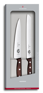 Набор Victorinox кухонный, 2 предмета, лезвие прямое и волнистое, рукоять из палисандрового дерева, фото 1